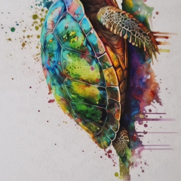 4x4 Painted Turtle Watercolor Oil Painting Wildlife Photography Print - Picture 4 of 5